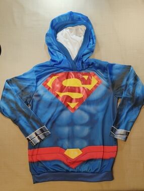 DC Boys Blue Superman Pullover Hoodie with Red and Yellow Shield